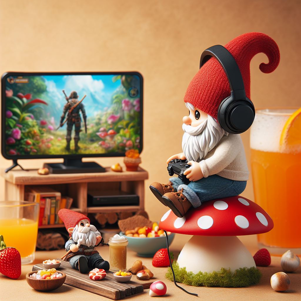 Gnome playing video games